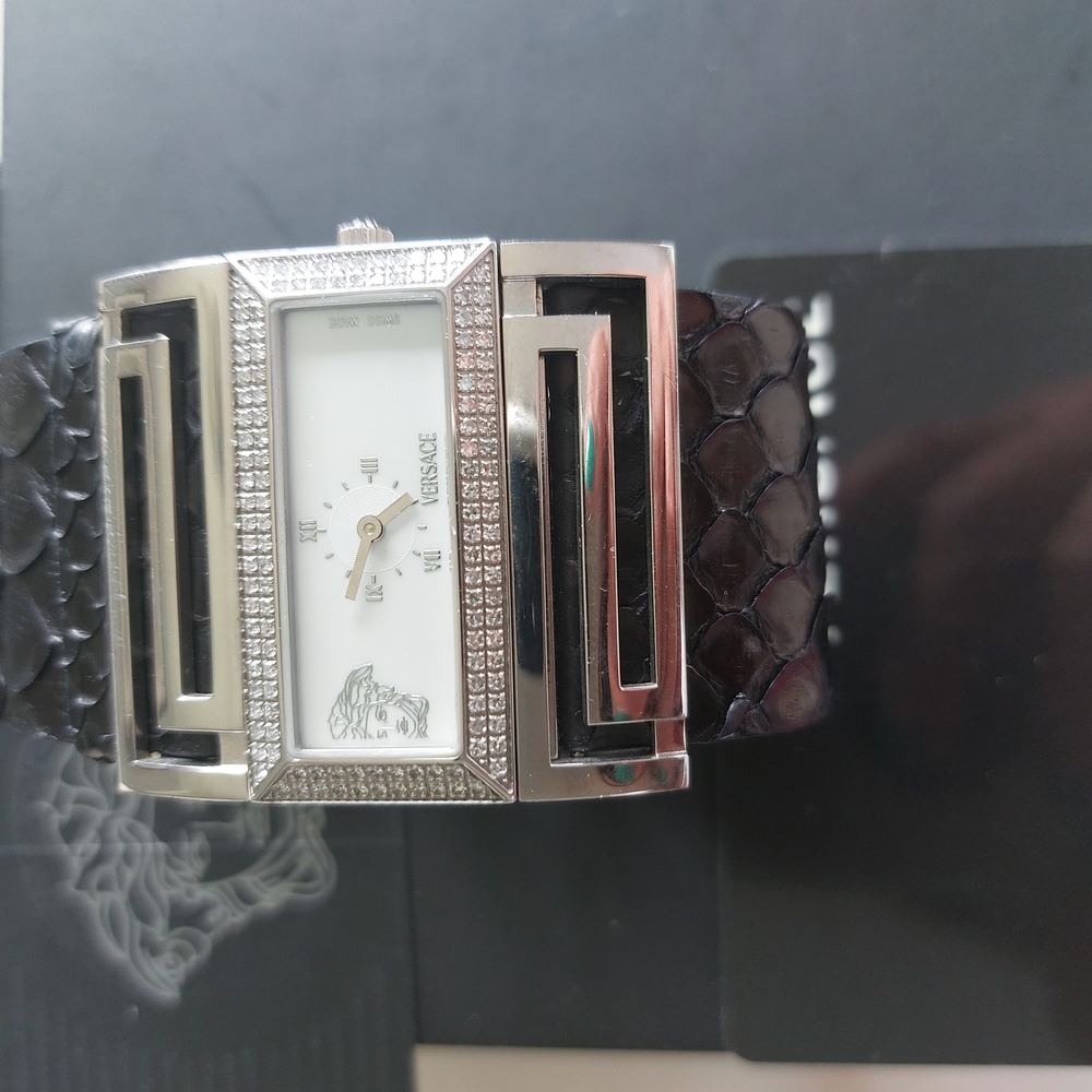 Versace Black And Silver Rectangular Watch - image 2